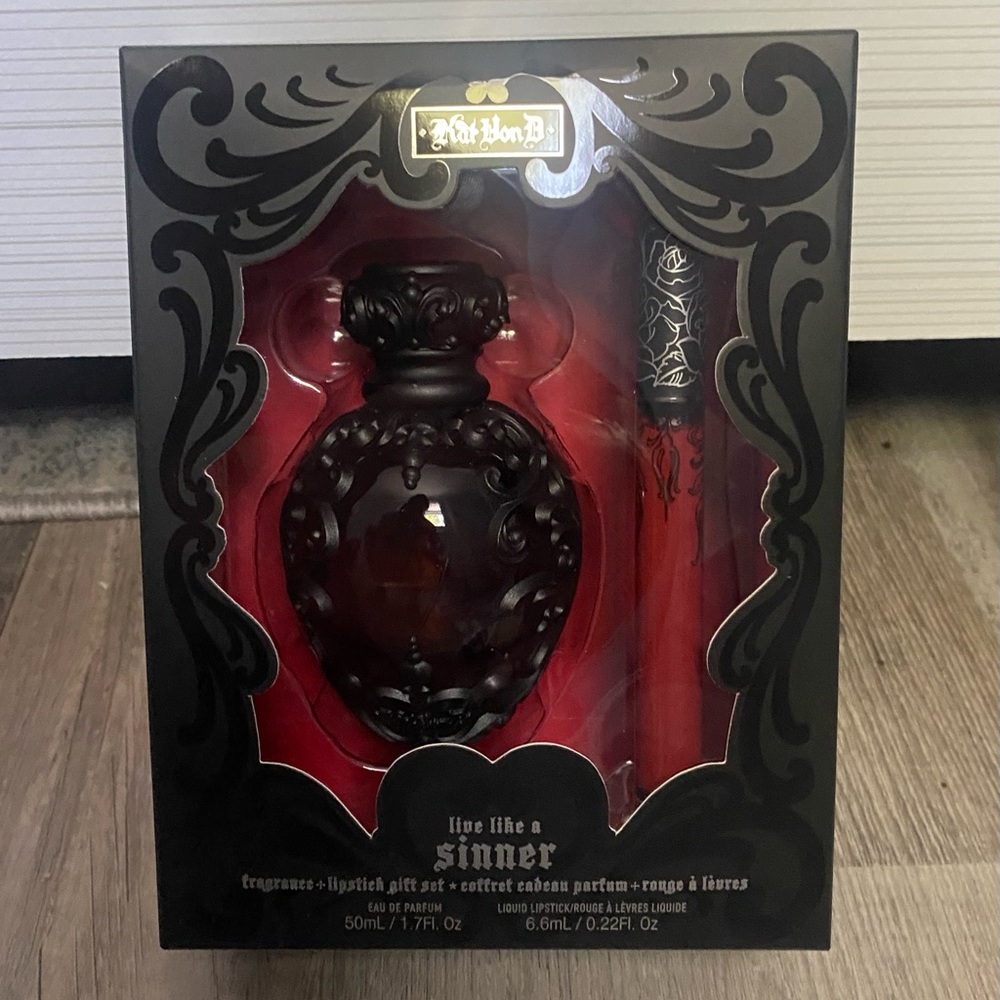 Kat Von D Sinner Fragrance and Lipstick Gift Set - Black and Red